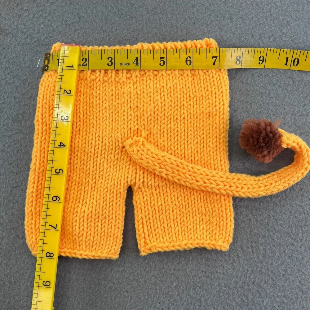 Handmade Unisex Baby Lion Costume Knit Hat and Shorts Set Orange Newborn Safari
